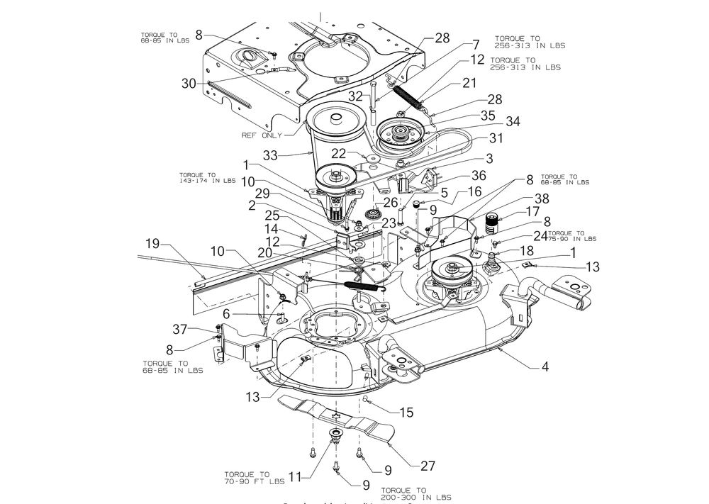 Deck Diagram and Parts List for CC600 (12ACW62R709)(2017) Cub Cadet Lawn Mower
